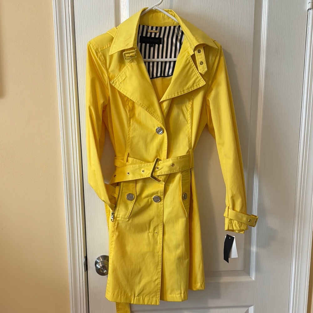 Steve Madden Yellow Trench Coat with Belted Cuffs